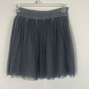 Grey Toule lined mini skirt w/ pearl beading Womens Size S NYE Party Cosplay 80s